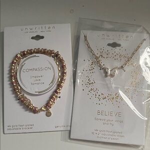 Unwritten Gold and Pink Empower Bracelet and necklace set.